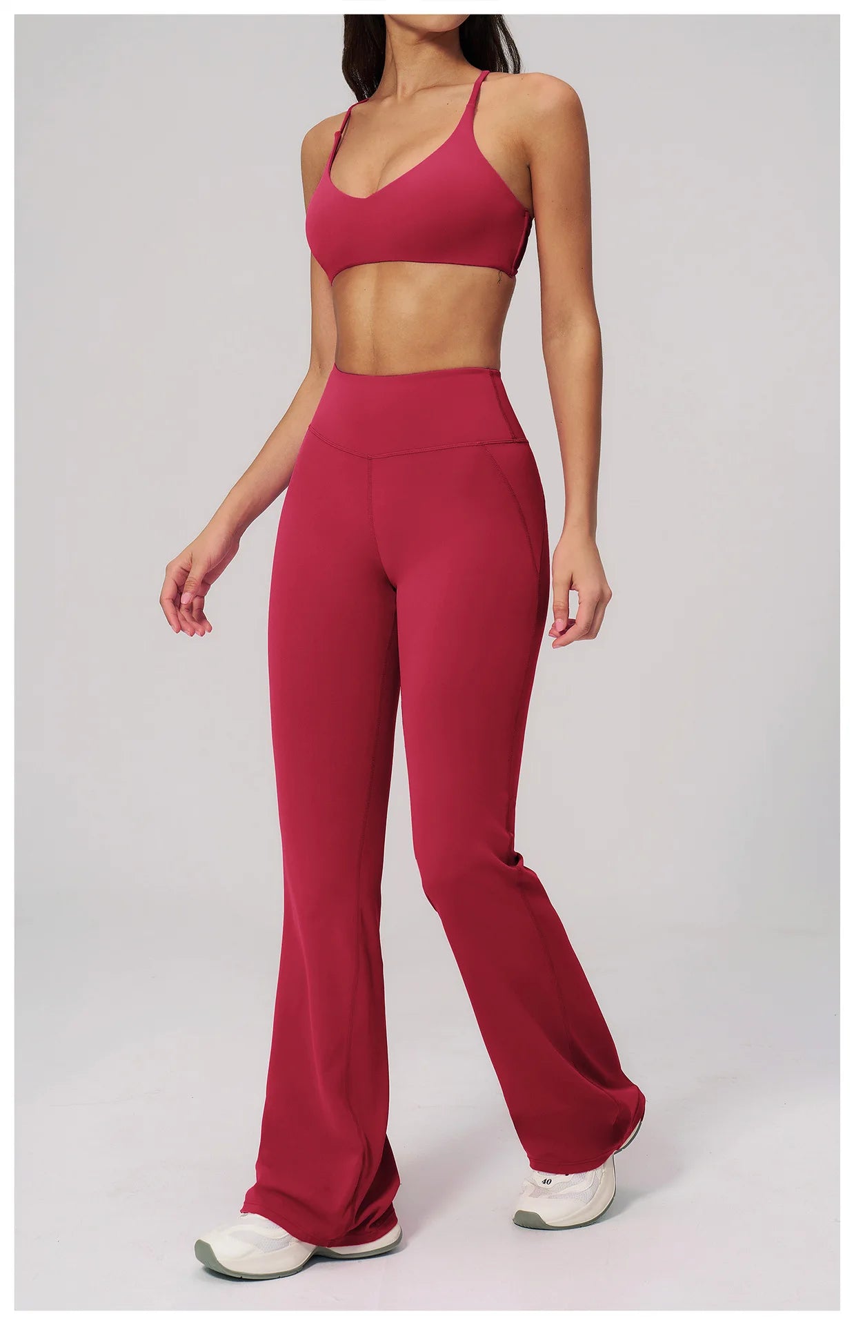 Women's Tracksuits 2PCS Flared Pants Yoga Set Gym Fitness Outfits Female Shockproof Sports Bra Yoga Workout Clothes Sports Sets