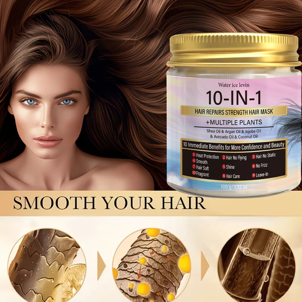 Ten Benefits All-In-One Nourishing Hair Mask Botanical Oils Silky Non-Greasy Eliminate Static Flyaways Boost Gloss Soft Hair100g