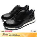 Men Shoes British Genuine Leather Shoes Comfortable Autumn 2026 New Lace Up Casual Shoes Crocodile Pattern Outdoor Men Sneakers