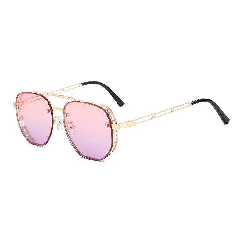 Luxury Brand Double-bridge Sunglasses Fashionable Large Frame with Side Cutouts Eyeglasses Outdoor UV400 Classic Driving Shades