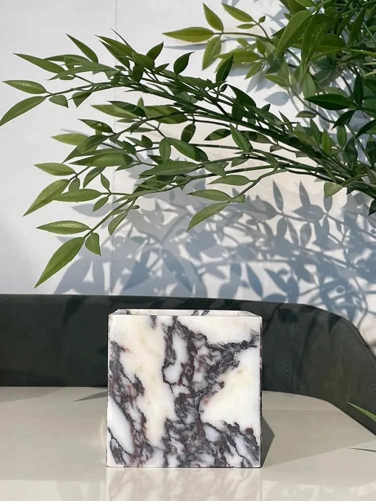 Art Ornament Photographic Prop Marble Candle Holder Modern Light Luxury Style Handmade Home Decoration Quadrate Candelabrum