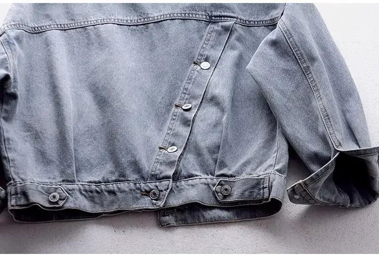 Denim Jacket Schoolgirl Korean Version Loose Short Jacket Long-sleeved Hooded Jacket Multi-pocket Versatile Top Autumnand Winter