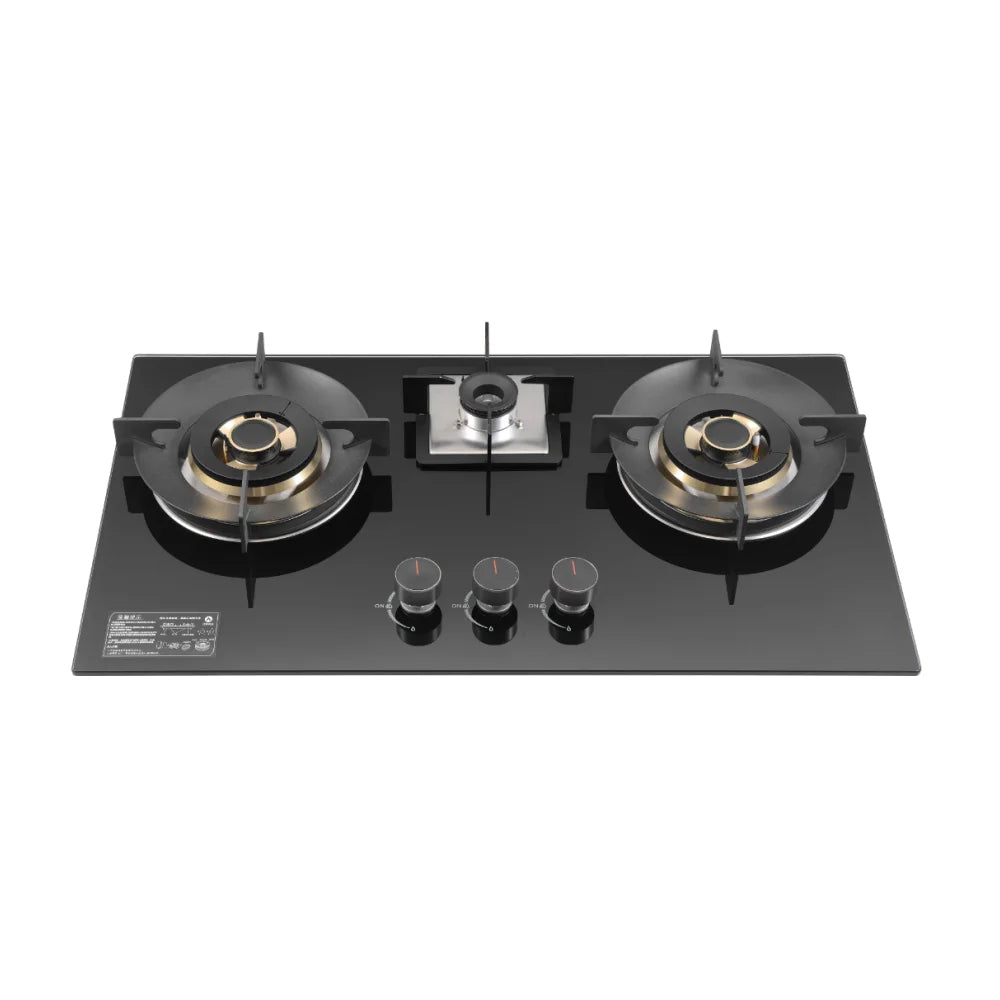 Happy Home 3-Burner Table Gas Cooktop Built-In Smart Tempered Glass Gas Stove for Household
