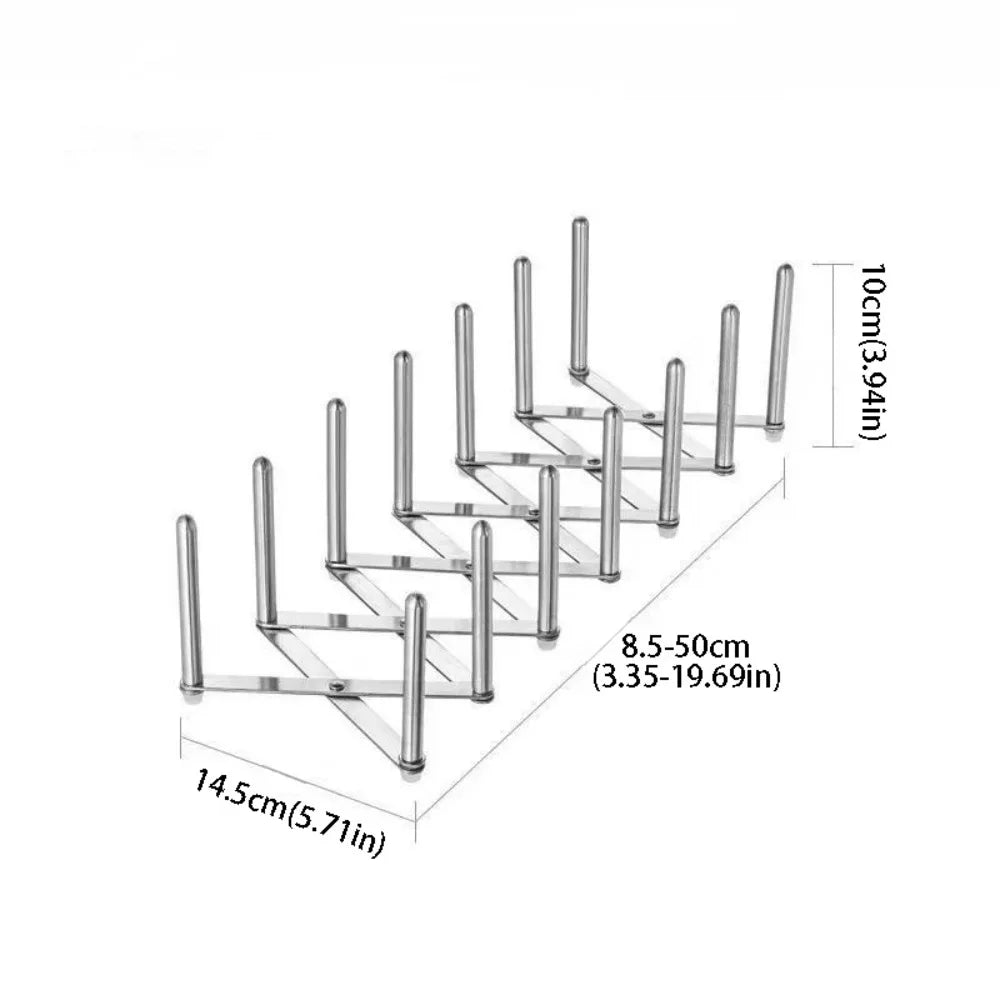 Stainless Steel Telescopic Rack Telescopic Design Foldable Pot Cover Storage Adjustable Retractable Kitchen Storage Tray