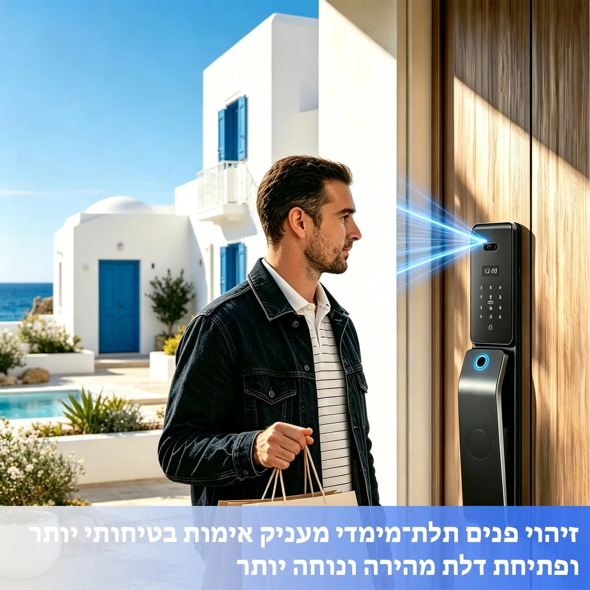 SmarDeer IP66 Waterproof Smart Lock,3D Facial Recognition Fingerprint Door Lock,Tuya Electronic Door Lock for Israel Standard