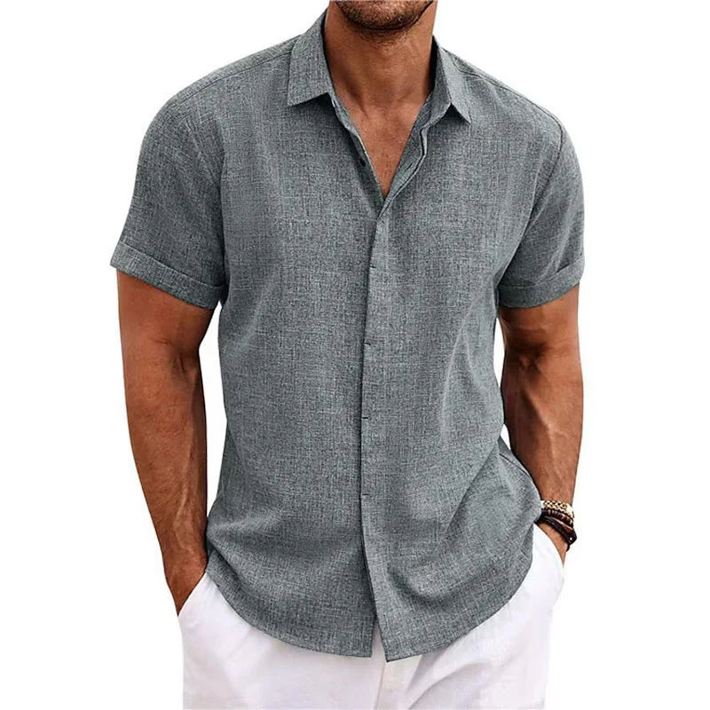 Men's Cotton Linen Short Sleeved Shirt Summer Casual Camisas Harajuku Blusas Mens Shirts Fashion Tops Men Clothing Streetwear