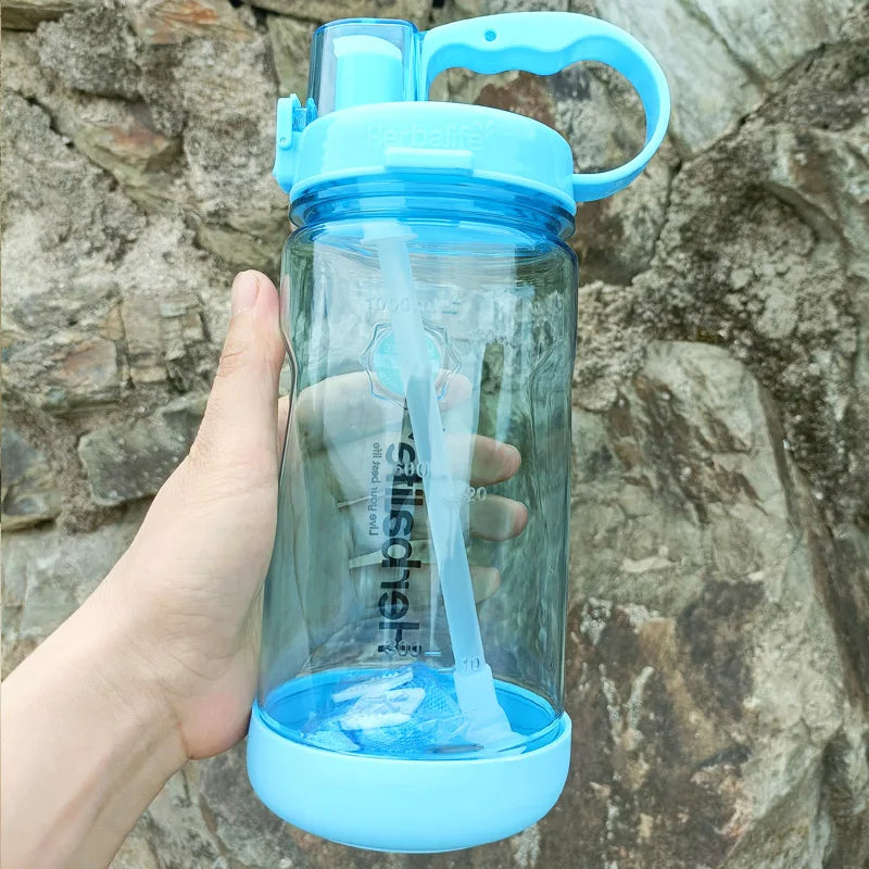 1 Liter Water Bottle Motivational Sports Bottle Leak Proof Plastic Drinking Cup Outdoor Travel Gym Fitness Jugs