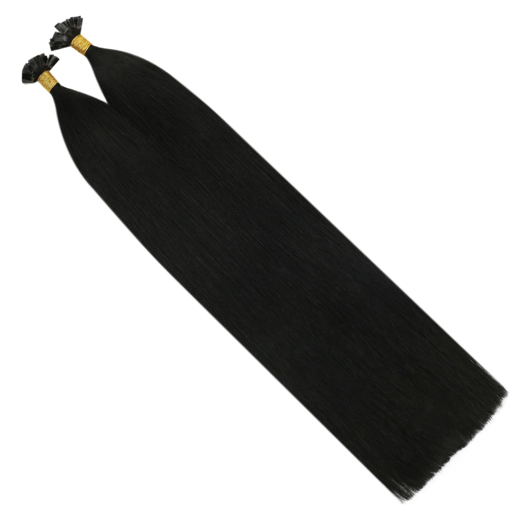 Ugeat Flat Tip Hair Extensions 14-24" Natural Straight Flat Tip Keratin Hair Extension 50/100g Remy Pre Bonded Hair Extensions