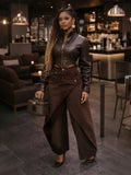 Vintage Washed Denim Wide Leg Pants Women Asymmetrical Wrap Overlap High Waist Y2K Streetwear Casual  Fashion Baggy Jeans
