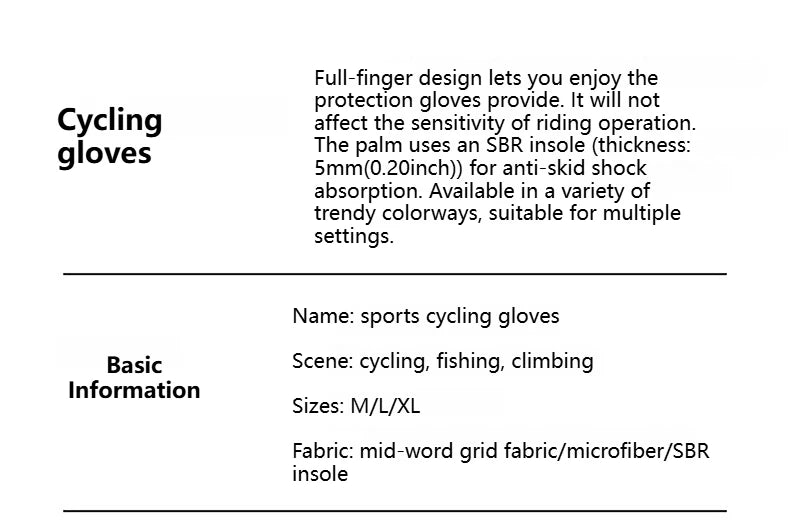 LOOGDEEL Cycling Gloves SBR High Elasticity Shock Absorption Cycling Gloves Lightweight Breathable Non-slip Full-Finger Gloves