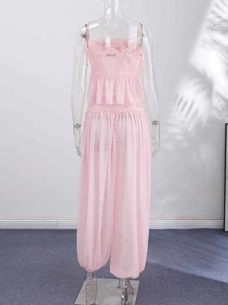 Lace Patchwork Pleated Slip Long Dress Women Sexy Spaghetti Strap Sleeveless Backless Loose Evening Dresses Chic Ladies Vestidos
