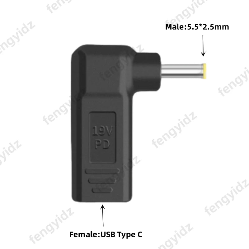 Laptop Power Adapter Connector Dc Plug USB Type C Female to Universal Male Jack Converter for Hp Dell Asus Acer Lenovo Notebook
