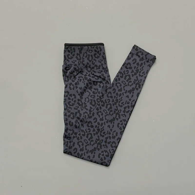 Seamless Leopard Print Leggings Women High Waist Yoga Pants Scrunch Butt Fitness Tights Moisture Wicking Slim Fit Sports Pants