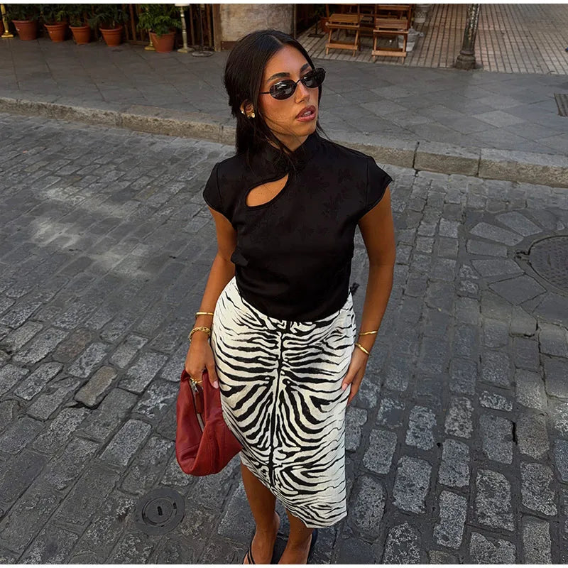 Fashion Zebra Print Women's Skirt High Waist Straight Loose Skirt Chic 2026 Spring Summer New Street Daily Wear Ladies Clothing