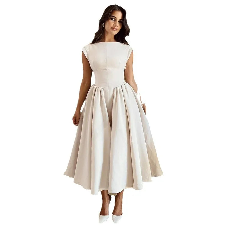 2026 Autumn New Style Elegant Backless and Waist-Slimming Mid-Length Dress