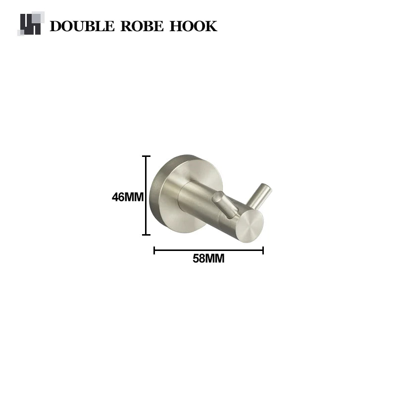 Brushed Nickel Wall Mount Stainless Steel Bathroom Hardware Set Towel Bar Towel Ring Paper Holder Robe Hook Bathroom Accessories