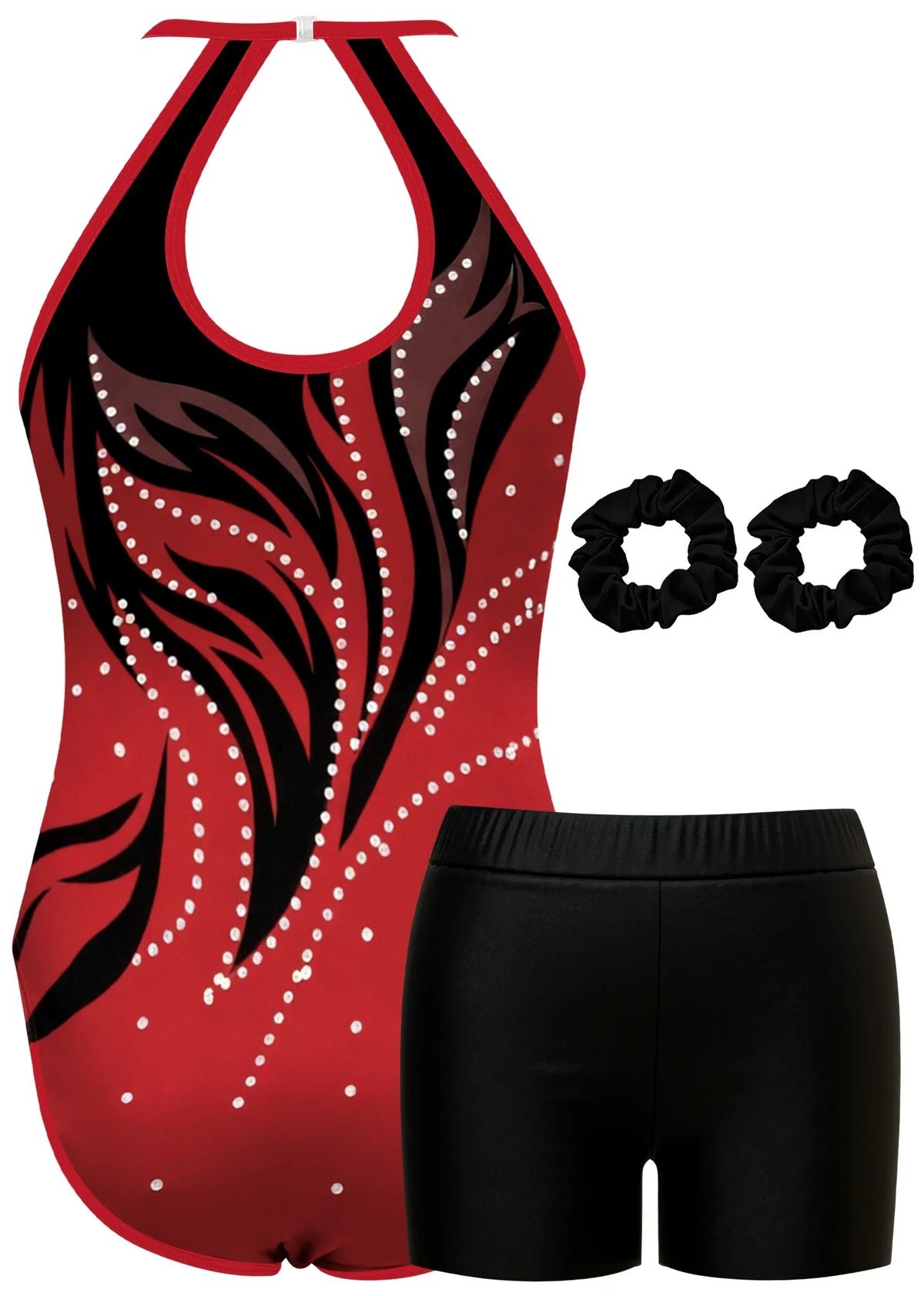 Gymnastics Leotard for Girls Athletic Gymnastics Unitard Halter Neck Biketard Tumbling Activewear for Kids No Diamond