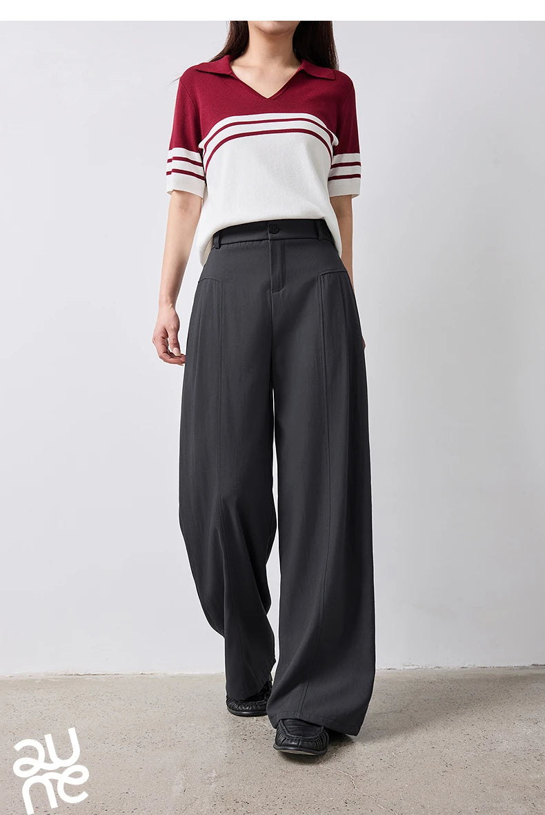TOYOUTH Women Wide Leg Pants Summer 2026 Textured 3D Pleated Design Hip Covering Loose Breathable Comfortable Casual Daily Style