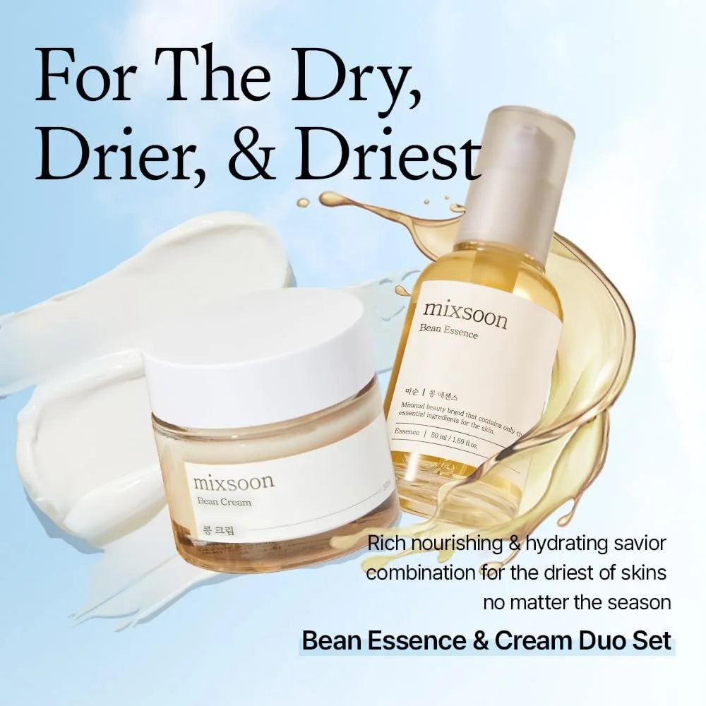 Mixsoon Bean Essence & Cream - Repair Damage Anti-aging Fade Spots Thick And Moist Moisture Mild and Smoothing Korean Skincare