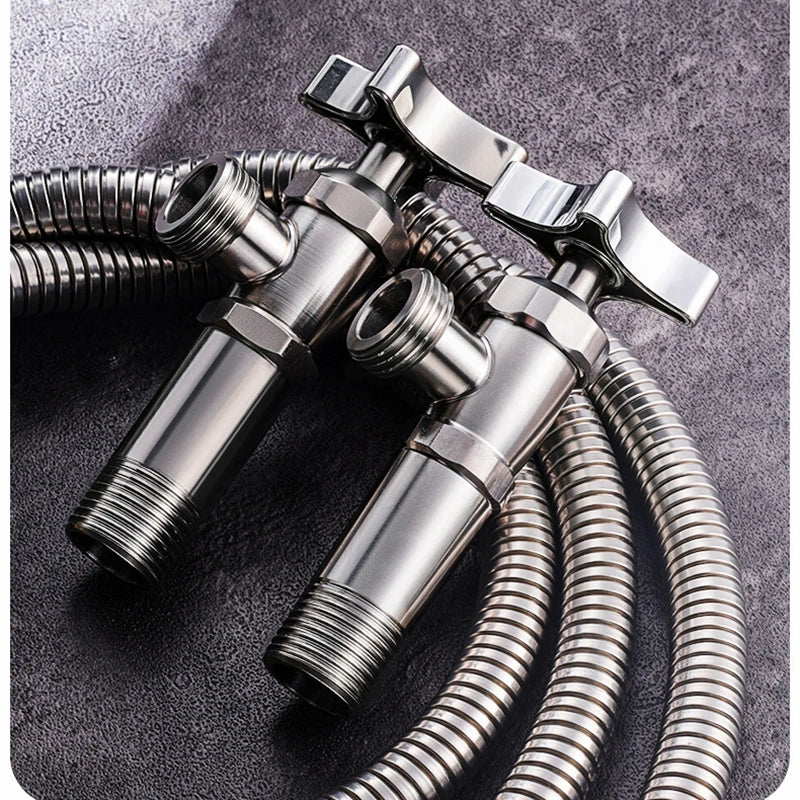 Stainless Steel Bathroom Quick Opening Triangle Valve Faucet Accessories Thickened Triangle Valve For Hot and Cold Water