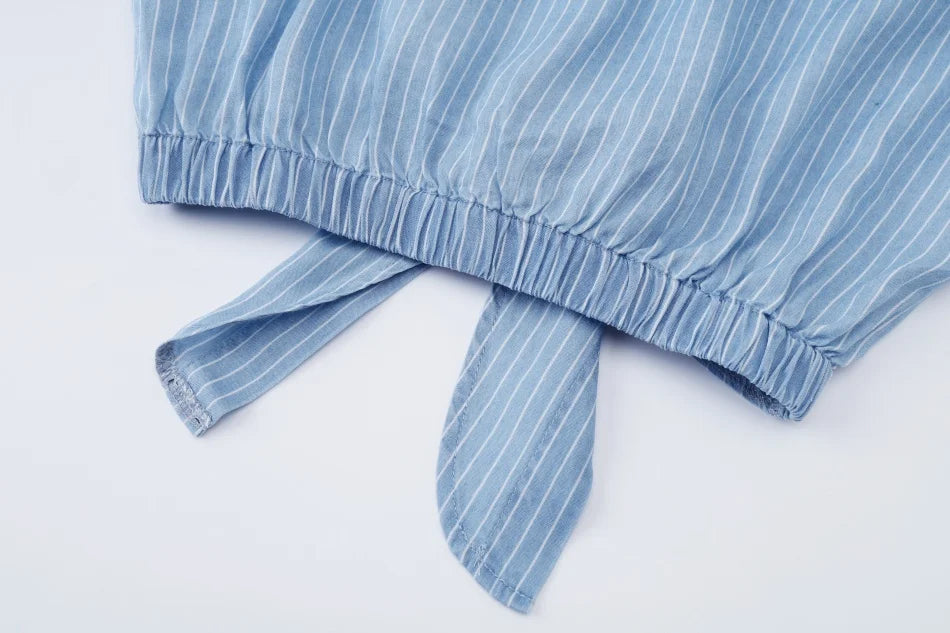 AS  SS26 Lyocell light Denim pinstripe wrap shirt + dress matching set fashionable vitality women's outfit