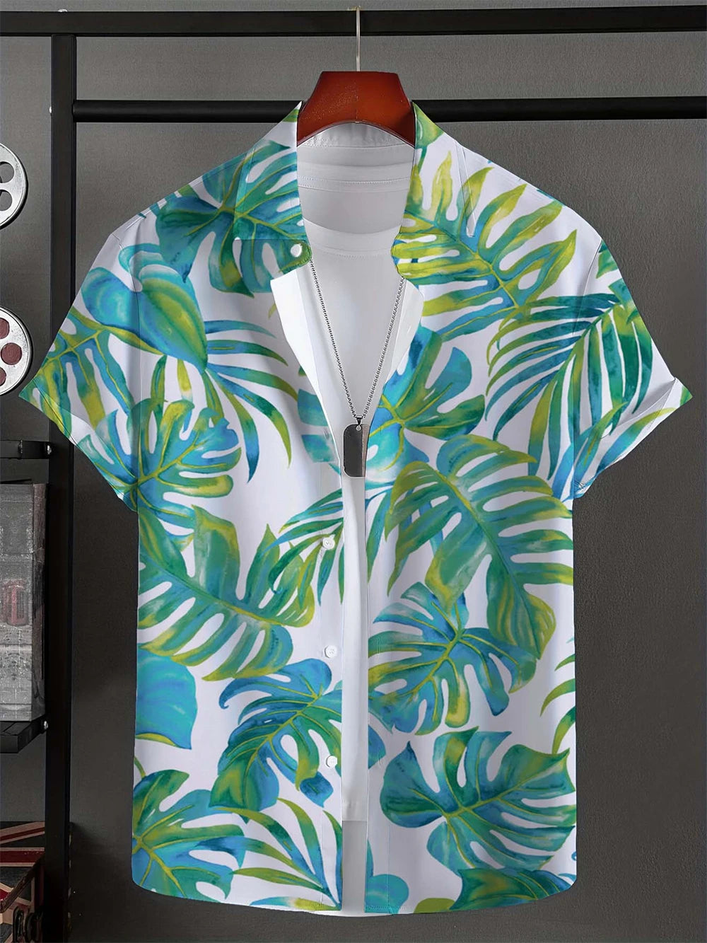 Leaf Tropical Men's Shirt Resort Hawaiian 3D Printed Shirt Outdoor New Vacation Beach Summer Turndown Short Sleeve Hawaii Shirts