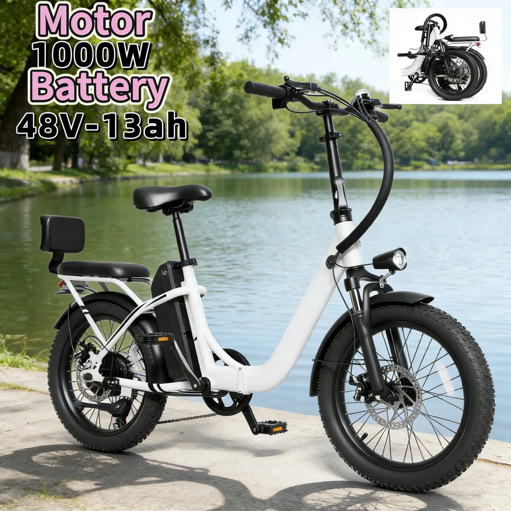 20-inch foldable parent-child riding E-BIKE. 48V13AH removable battery electric scooter, 1000W brushless motor electric bicycle