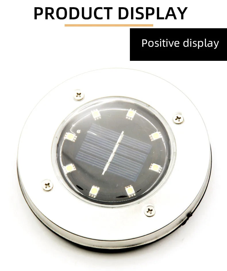 8LED Solar Power Disk Light Outdoor Garden Solar Underground Light Deck Lights Spotlight Buried Solar Lamp Landscape Lighting
