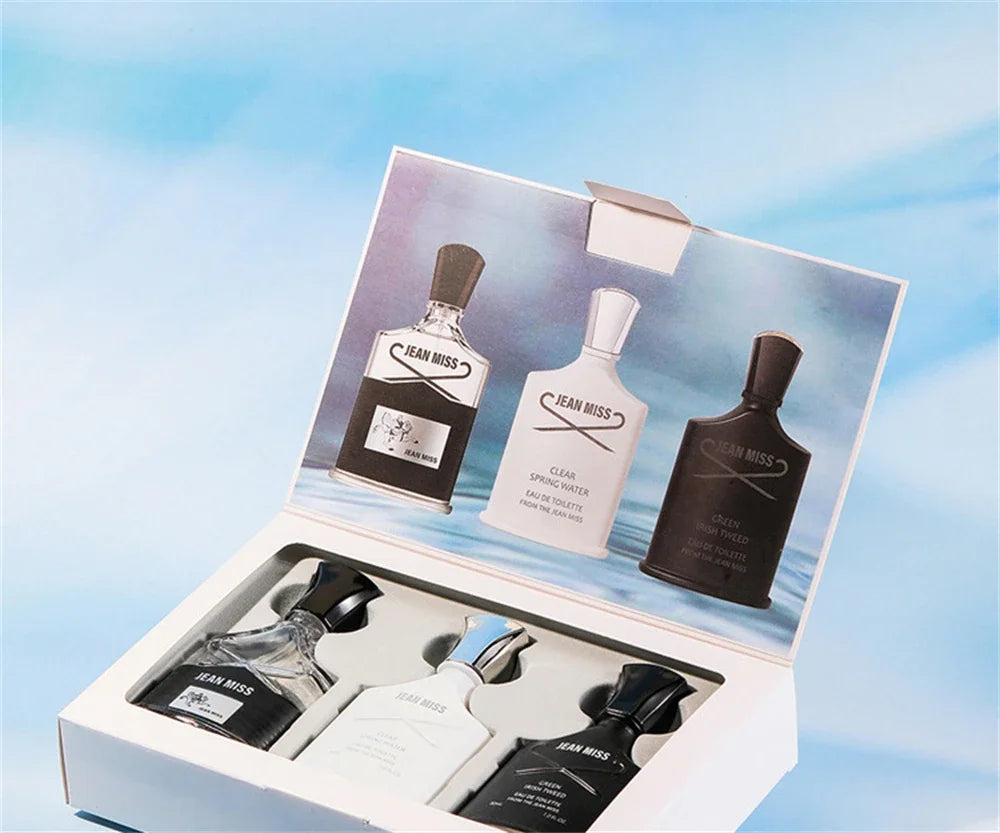 Fresh Natural Perfume For Men Gift Box 3pcs Set Lasting Cologne Scent JEAN MISS Brand Parfum Charming Man Perfumes Hombres