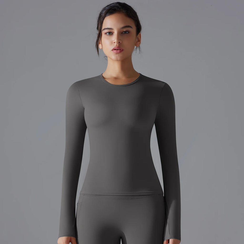 Yoga Shirts For Women Long Sleeve Winter Fitness Running Gym Clothes Workout Dry Fit Breathable High Elastic Sports Top
