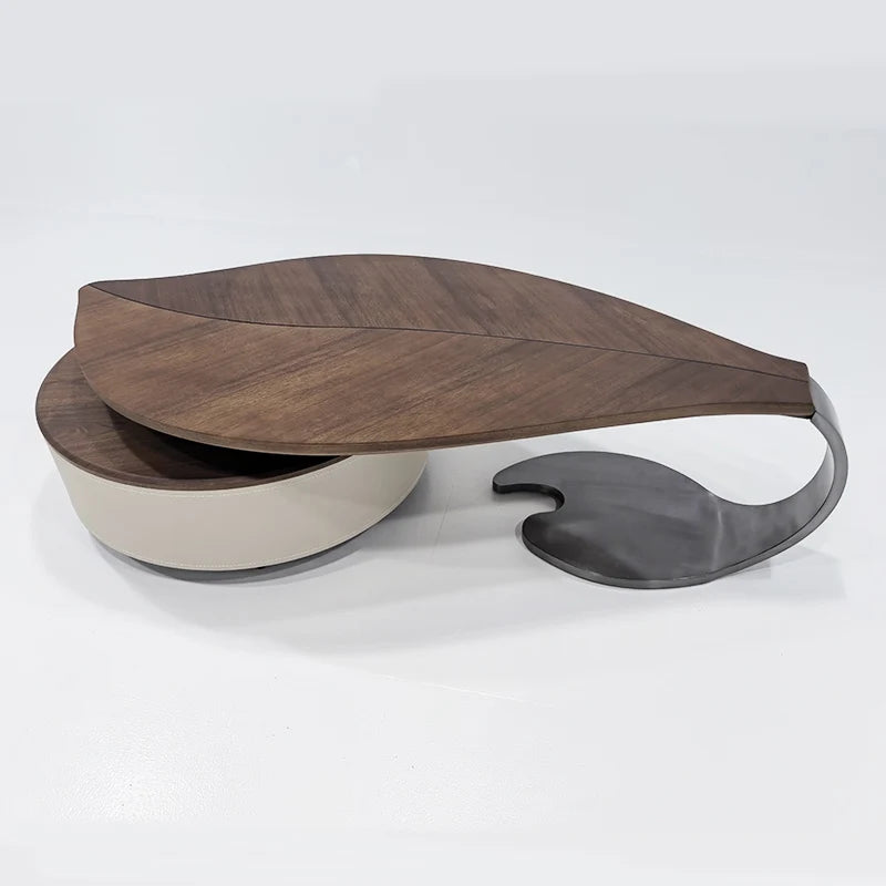 Modern Leaf Shape Walnut Veneer Coffee Table Light Luxury Living Room Home New Designer Creative Special Shape Coffee Table