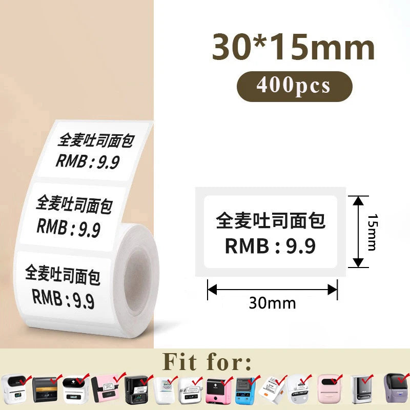 20-50mm White Thermal Label Sticker Compatible for M110 M220 M200 Marklife P50 E210 Munbyn Nelko PM220 MiniPrinter