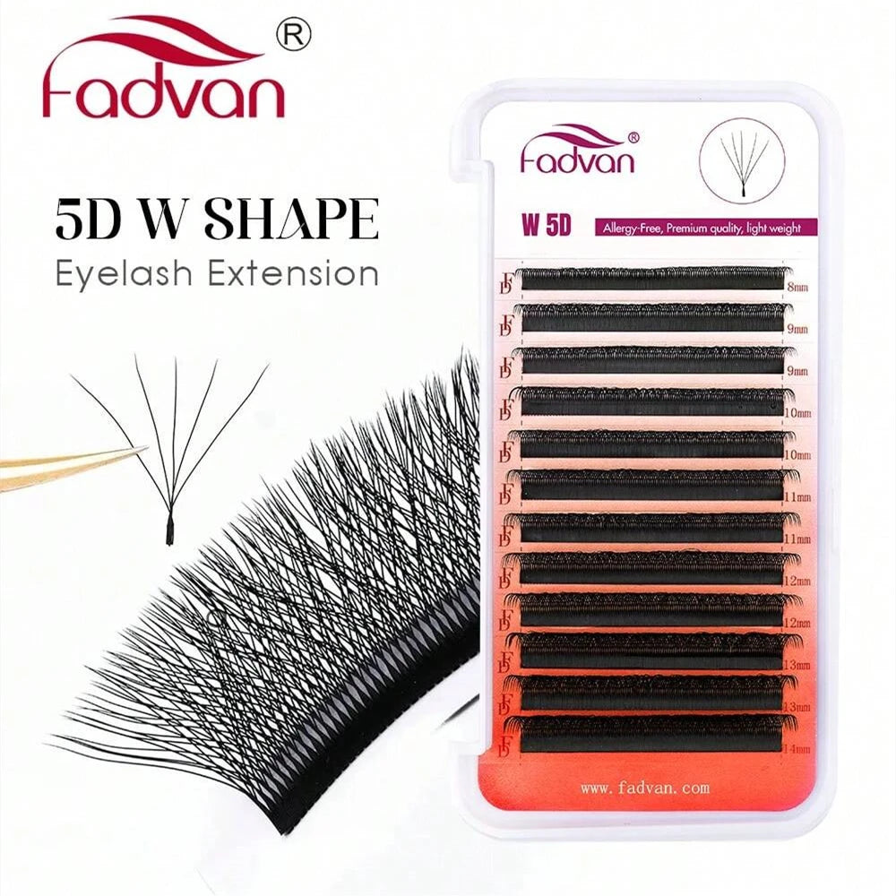 FADVAN Light 5D W Shaped 0.07mm M/C/D Curved Eyelash Extensions Gradient Faux Mink Lashes Premade Volume Fans Eyelashes