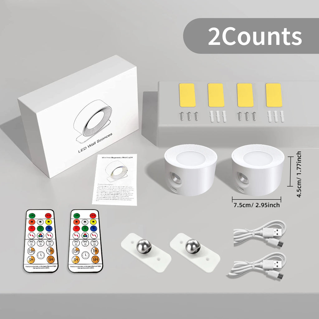 LED Wall Sconces light, 3 Brightness Levels 3 Color Modes Wall Lights, 2000mAh Battery Operated 360° Rotatable Touch Control