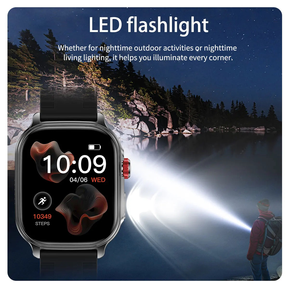 New1400mAh Military Grade Smart Watch 600 hours Battery Life 5ATM Waterproof BT Call Alert LED Flashlight 100+Sports Watches Men
