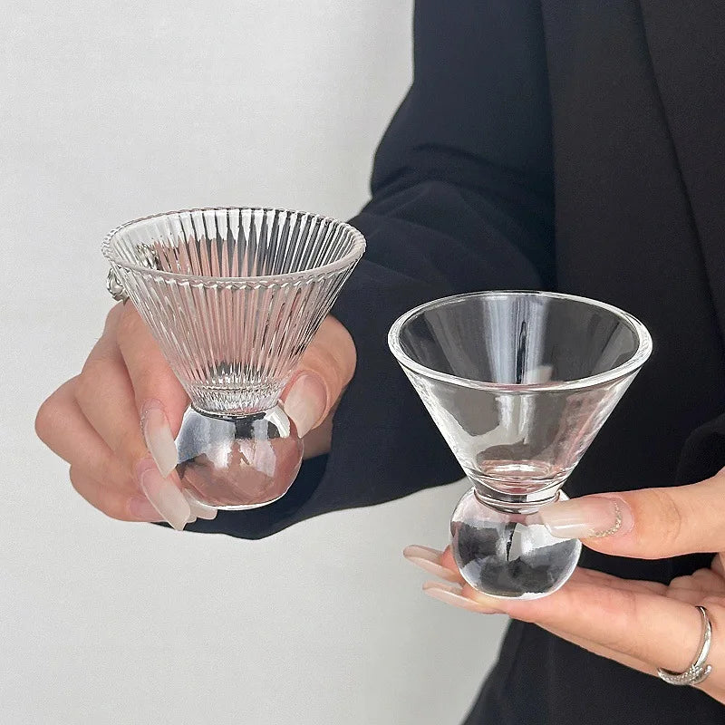 Retro Gem Pattern High Stem Glass Cup for Ice Coffee Juice Bubble Water Drinkware Nordic Sle Pure Color Universal Cup