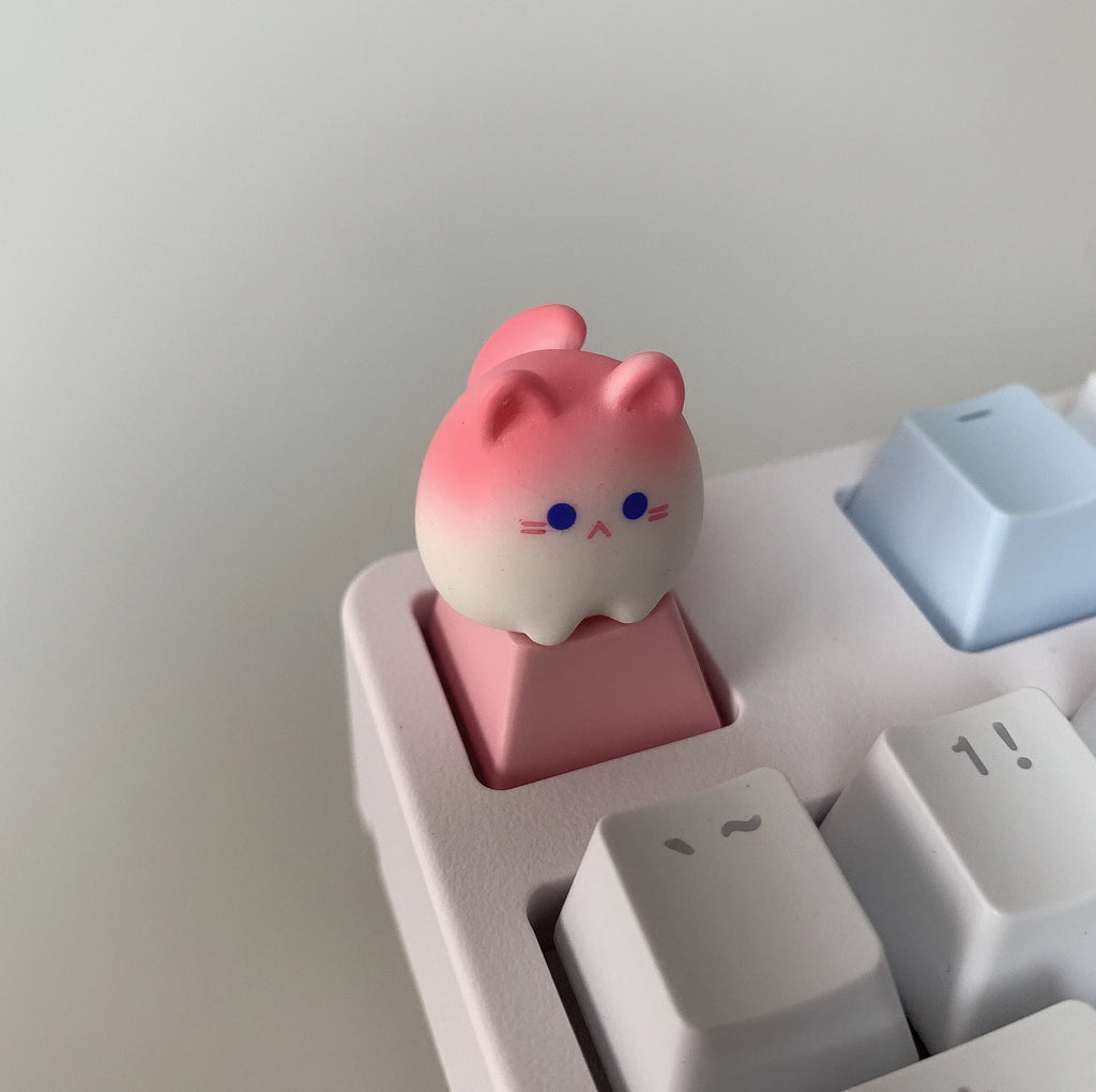 Original Pink Cat Cute Keycaps OEM Height ABS Keycap Cherry Profile Artisan Keycaps for Mechanical Keyboard Key Caps Gamer Gifts