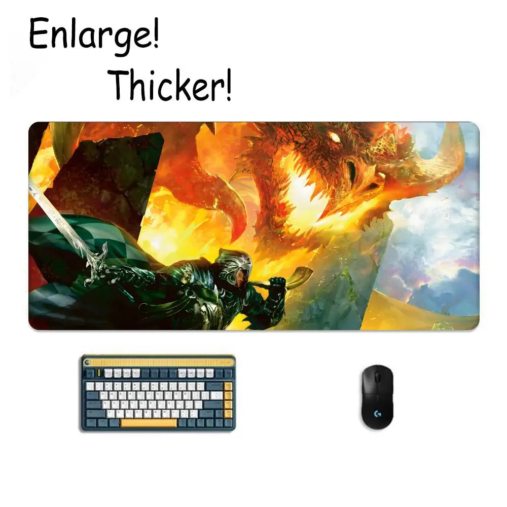 D&D D-Dungeon & Dragons Mouse Pad Tapetes de Mesa Teclado, Borracha Kawai, Tapete de Mesa Antiderrapante, XXL90x40cm