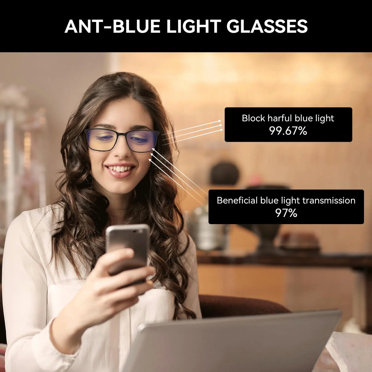 ZENOTTIC Fashion Blue Light Reading Glasses for Men，Sport Square Frame Readers, Anti Glare Computer Glasses