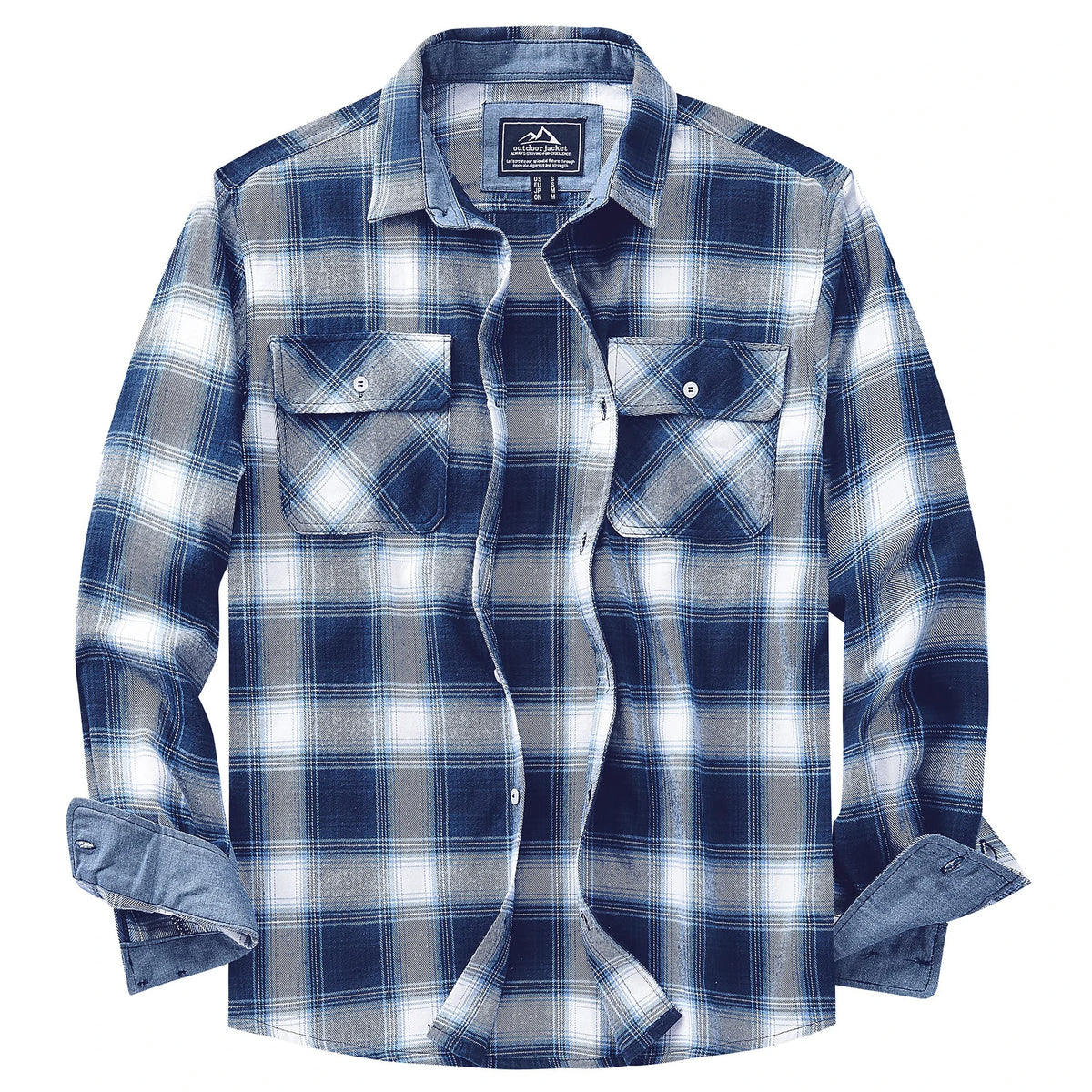 MAGCOMSEN Autumn Windproof Men's Flannel Shirt Warm Long Sleeve Casual Plaid Shirts with Two Chest Pockets