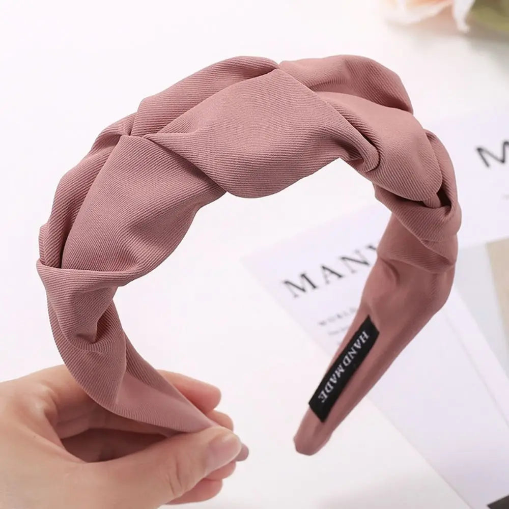 Women Girls Wide Top Knot Hair Bands Headdress Solid Color Cloth Headband Bezel Girls Hairband Hair Hoop Female Hair Accessories