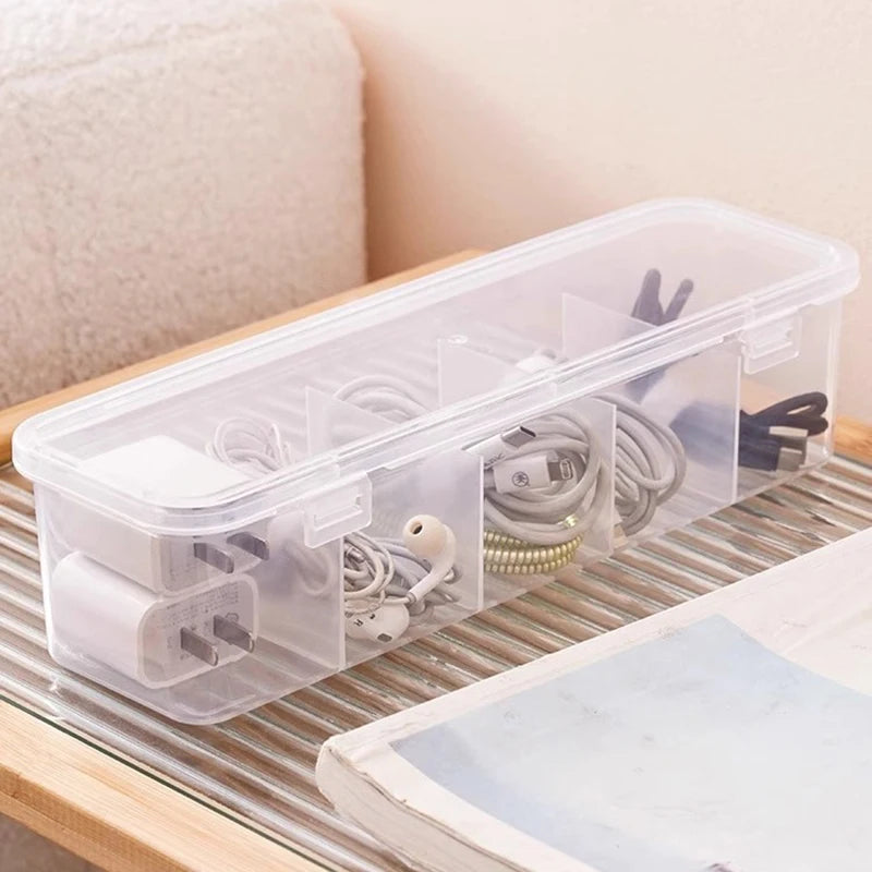 See-Through Charge Cable Organizer Box Data Cable Management Box USB Storage Box Small Desk Accessories Organizer And Storage