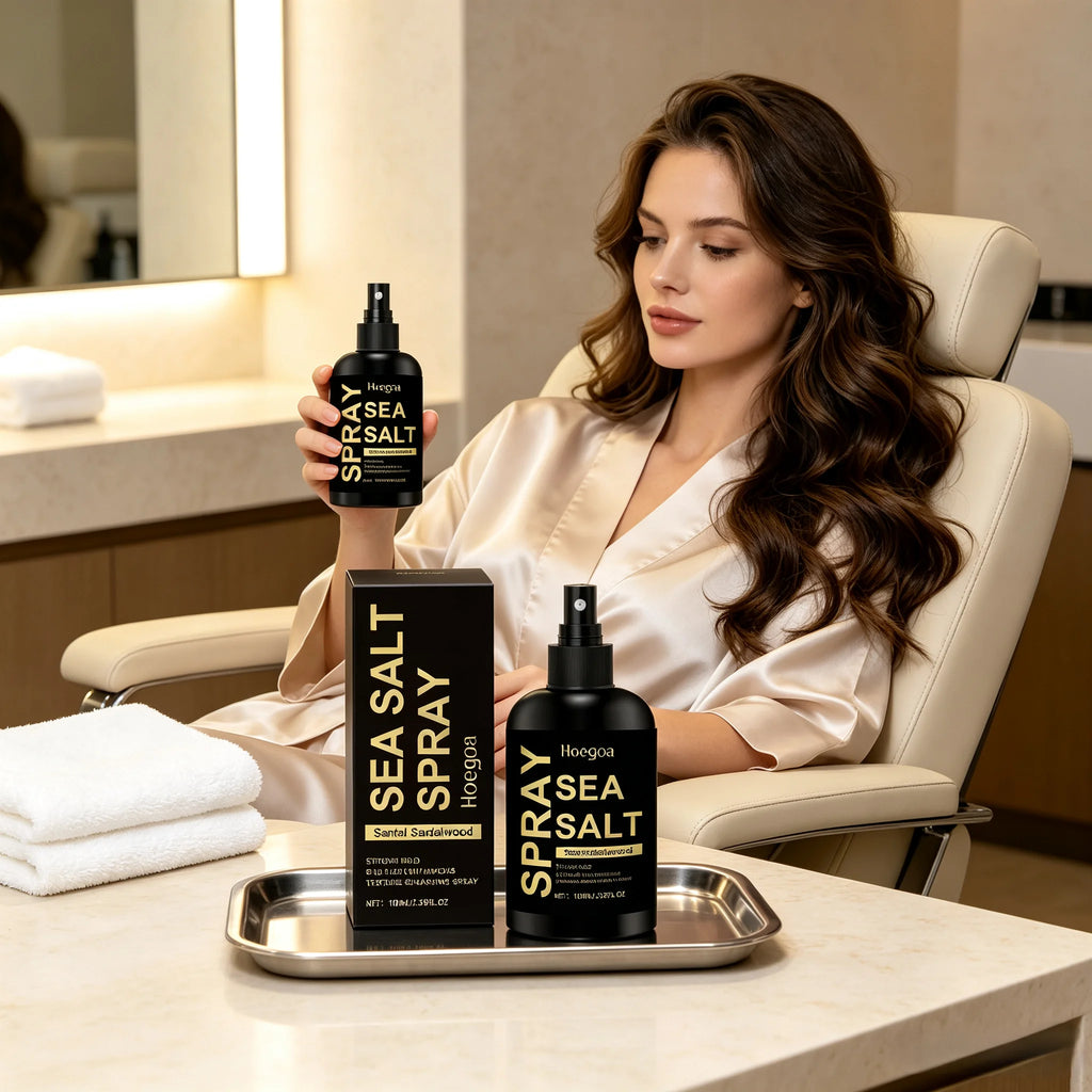 Hoegoa Sea Salt Spray Long‑Lasting Hold Add Hair Volume Anti‑Frizz Hair Strengthening Sandalwood Scent Daily Hair Styling Spray