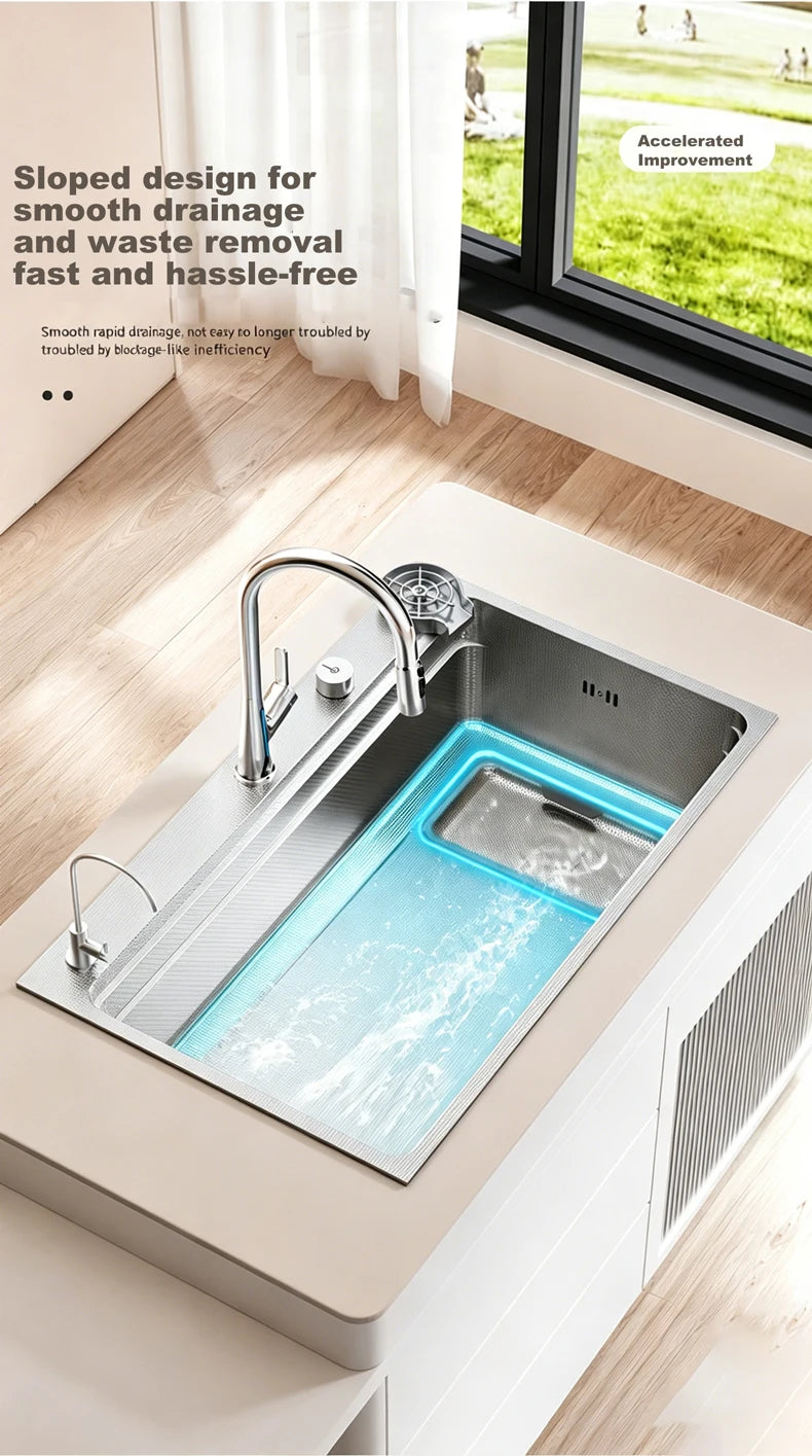 316L Stainless Steel Kitchen Sink Undermount Sinks Antiscratch Rice Granule Embossing Large Single Slot Dish Wash Basin