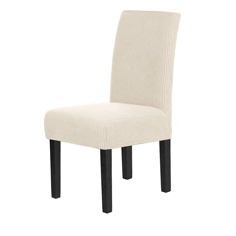 Stretch Dining Chair Covers Feature Textured Checked Jacquard Fabric Parsons Chair Slipcover Thick Chair Protectors