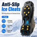 Anti Slip Ice Cleats Shoe Covers 10 Stud Snow Grips Winter Traction Crampons for Boots Hiking Walking Outdoor Safety Gear Unisex