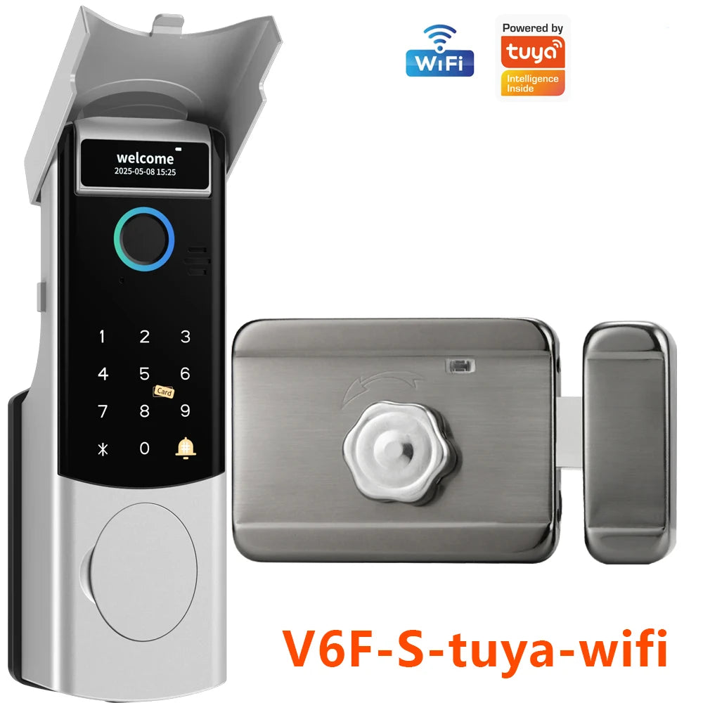 Support Tuya app Bluetooth app fingerprint intelligent door lock password RFID card wheel rim bolt lock electronic door lock