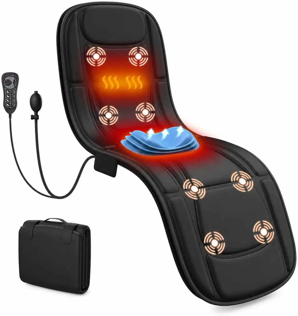 Full Body Heat Vibration Massage Mat Foldable Lumbar Cushion Bed Sofa Floor Relaxation