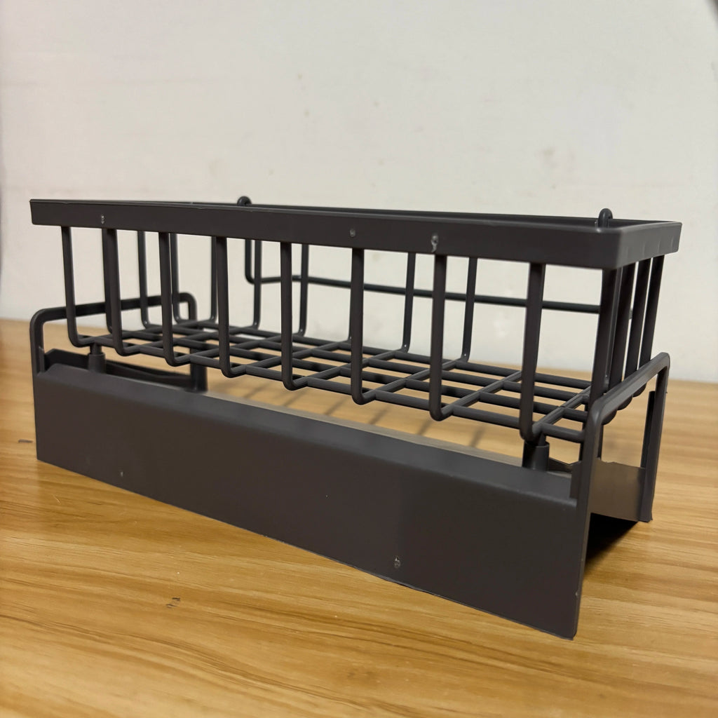 Kitchen Spice Storage Shelf with Drainage Rack, Installation Sink Organizer, Tap-Mounted Shelf for Home Kitchen Accessories