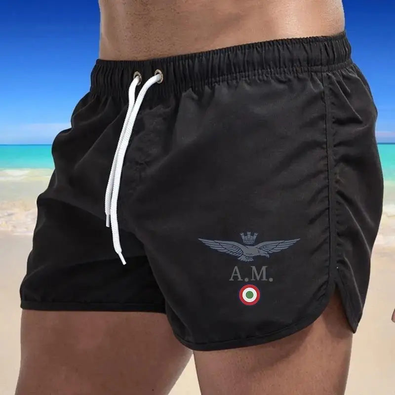 2024 Men's Fashion Printed Swimming Shorts Quick-Drying Beach Suit Breathable Drawstring Pocket